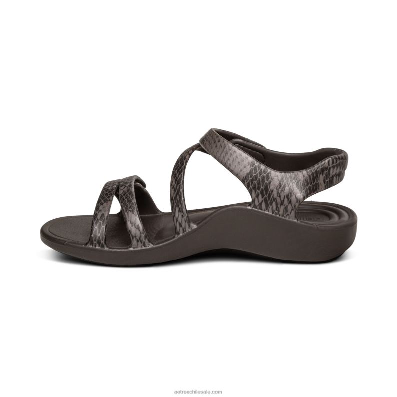 mujer boa marrón Aetrex sandalia deportiva jillian 2TB4B196