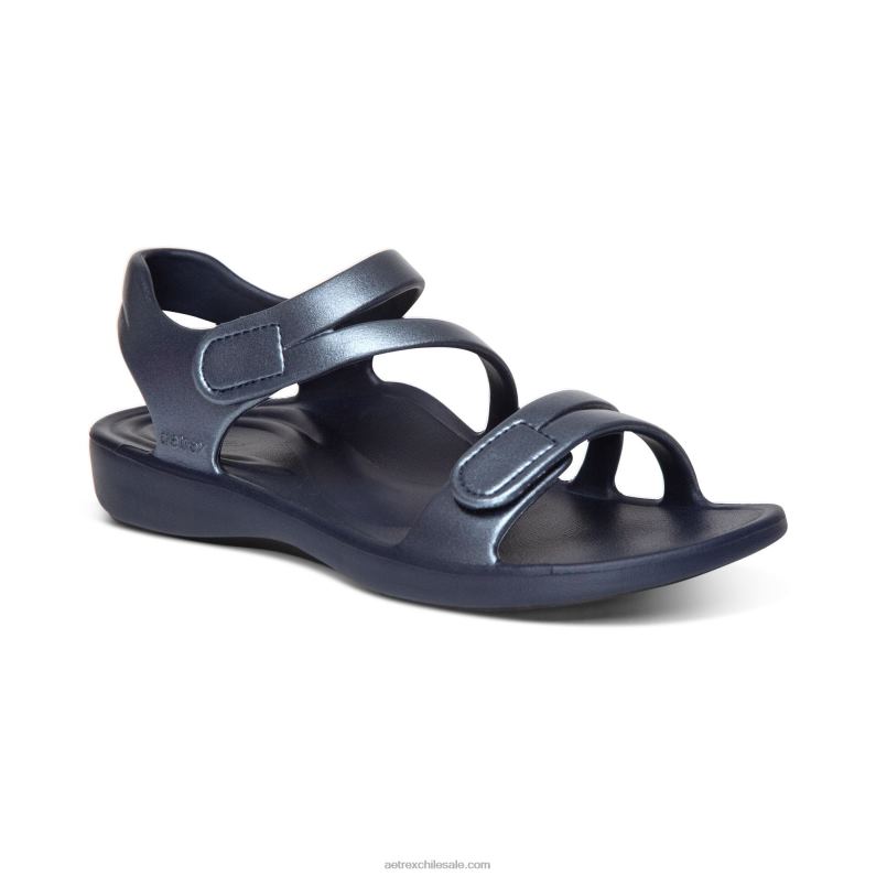 mujer brillo azul marino Aetrex sandalia deportiva jillian 2TB4B63