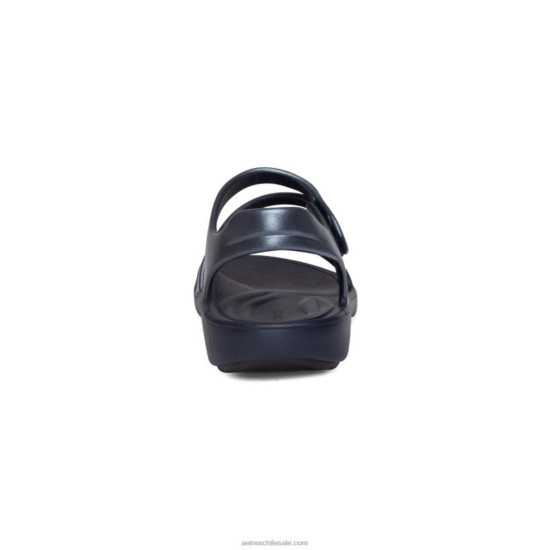 mujer brillo azul marino Aetrex sandalia deportiva jillian 2TB4B63