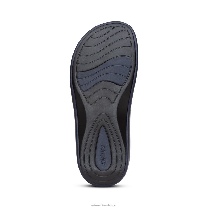 mujer brillo azul marino Aetrex sandalia deportiva jillian 2TB4B63