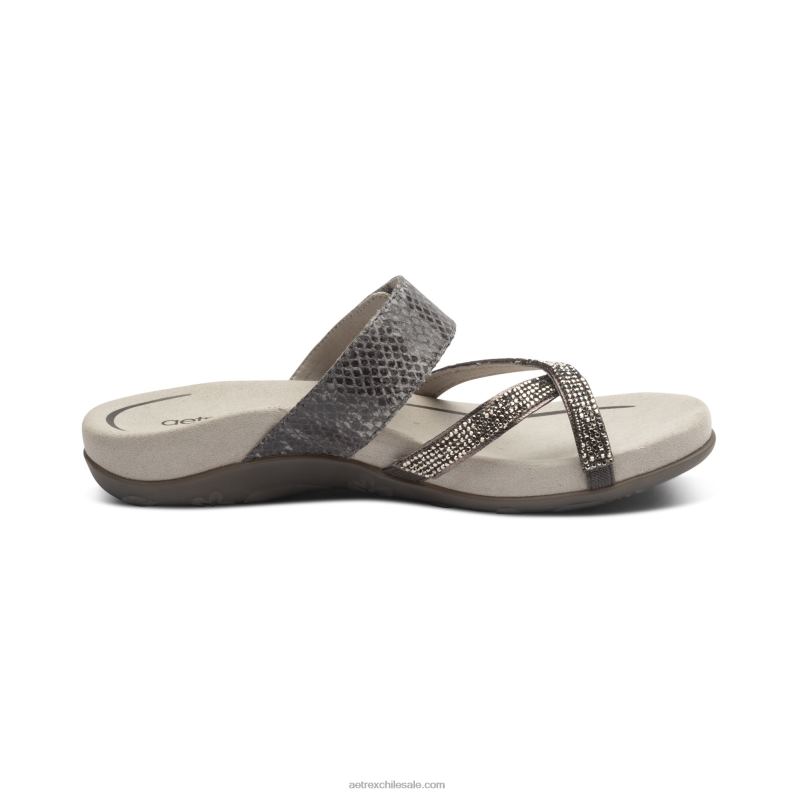 mujer brillo de peltre Aetrex sandalias izzy ajustables 2TB4B50
