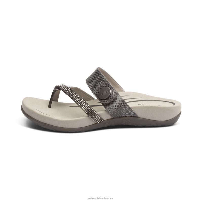 mujer brillo de peltre Aetrex sandalias izzy ajustables 2TB4B50