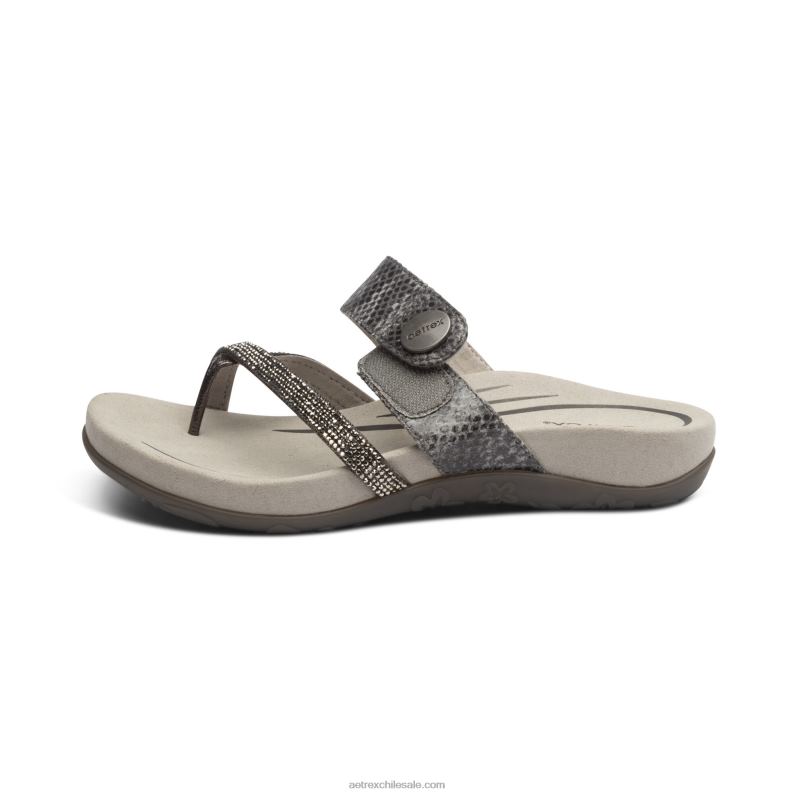 mujer brillo de peltre Aetrex sandalias izzy ajustables 2TB4B50