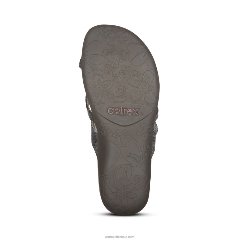 mujer brillo de peltre Aetrex sandalias izzy ajustables 2TB4B50