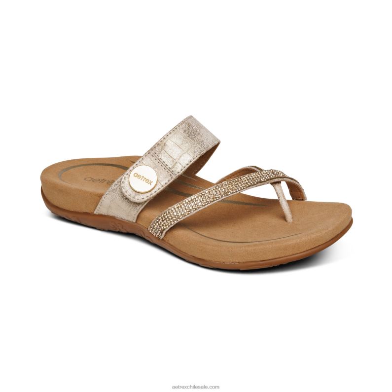 mujer brillo dorado Aetrex sandalias izzy ajustables 2TB4B211