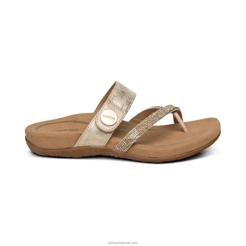 mujer brillo dorado Aetrex sandalias izzy ajustables 2TB4B211