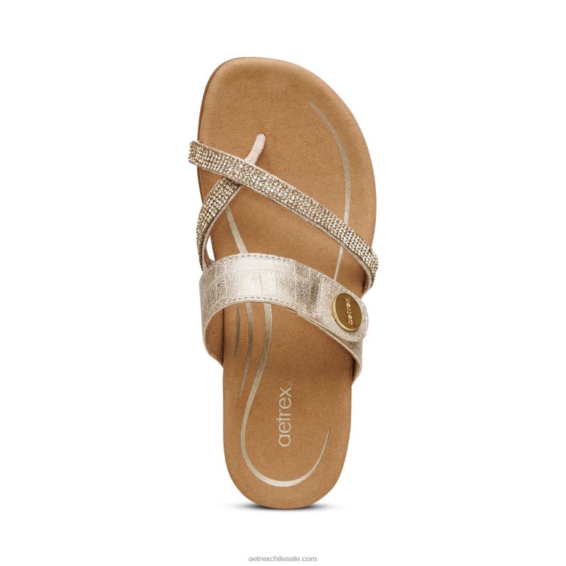 mujer brillo dorado Aetrex sandalias izzy ajustables 2TB4B211