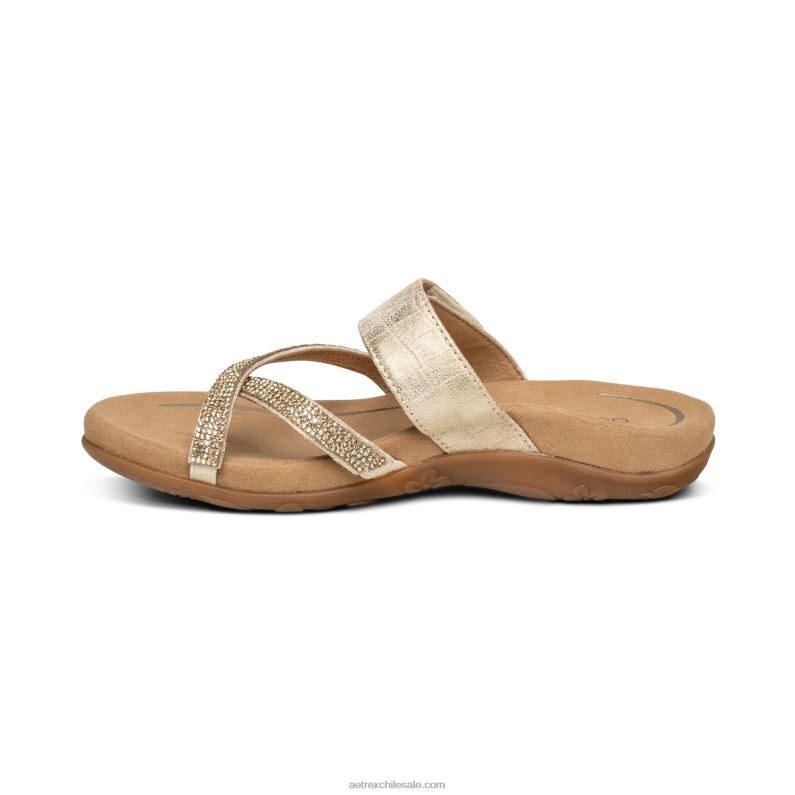 mujer brillo dorado Aetrex sandalias izzy ajustables 2TB4B211