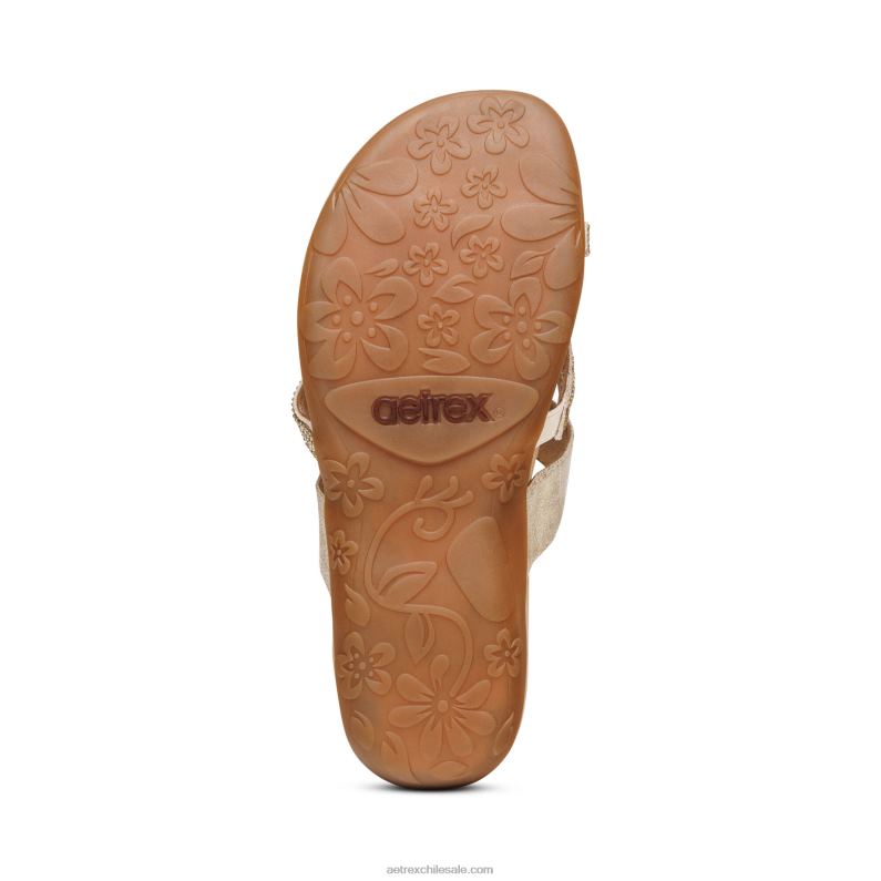 mujer brillo dorado Aetrex sandalias izzy ajustables 2TB4B211