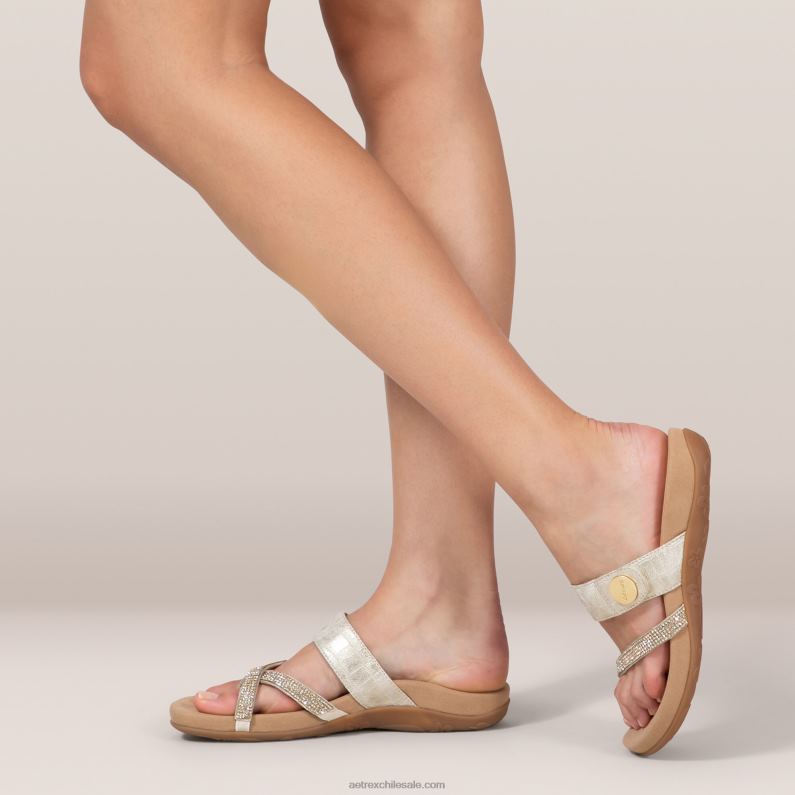 mujer brillo dorado Aetrex sandalias izzy ajustables 2TB4B211