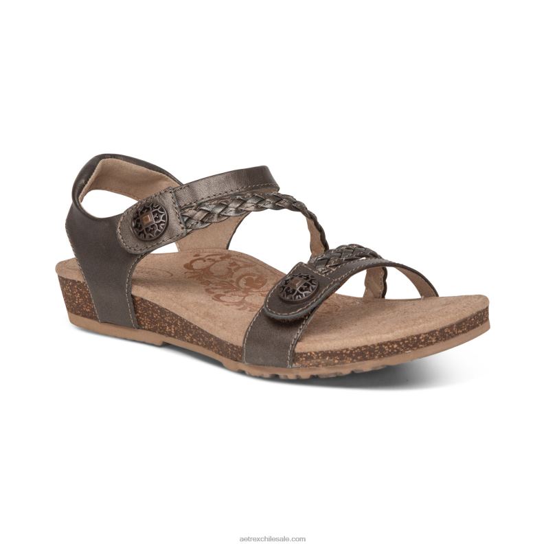 mujer bronce Aetrex sandalias jillian con tiras trenzadas 2TB4B35