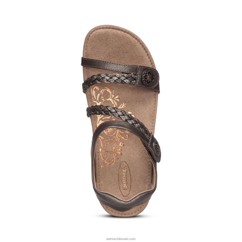 mujer bronce Aetrex sandalias jillian con tiras trenzadas 2TB4B35