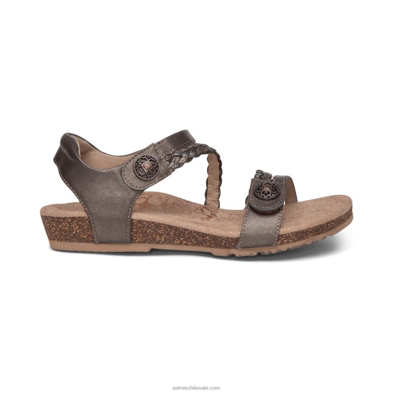 mujer bronce Aetrex sandalias jillian con tiras trenzadas 2TB4B35