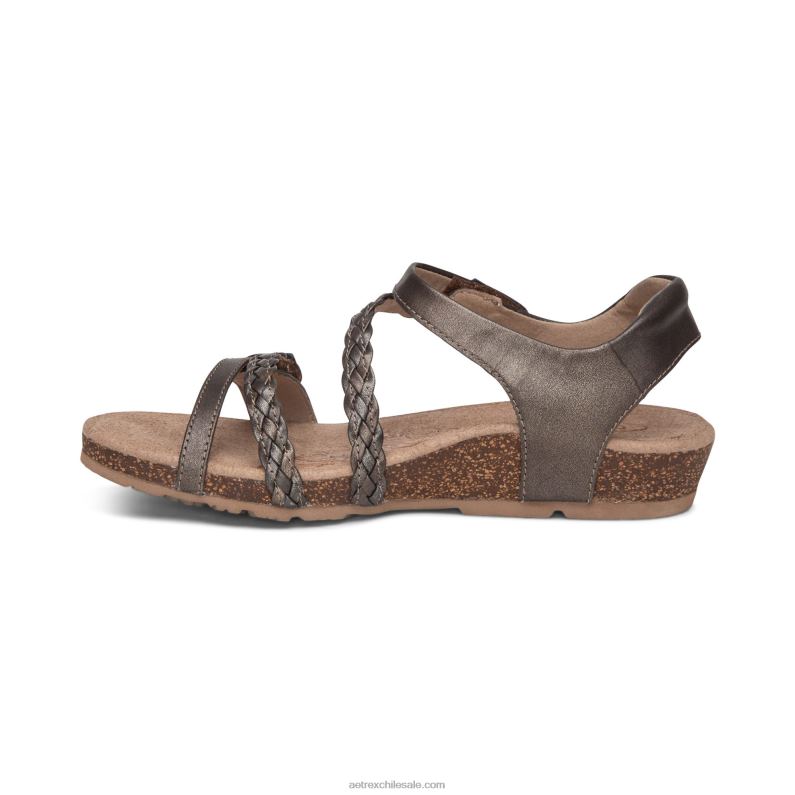 mujer bronce Aetrex sandalias jillian con tiras trenzadas 2TB4B35