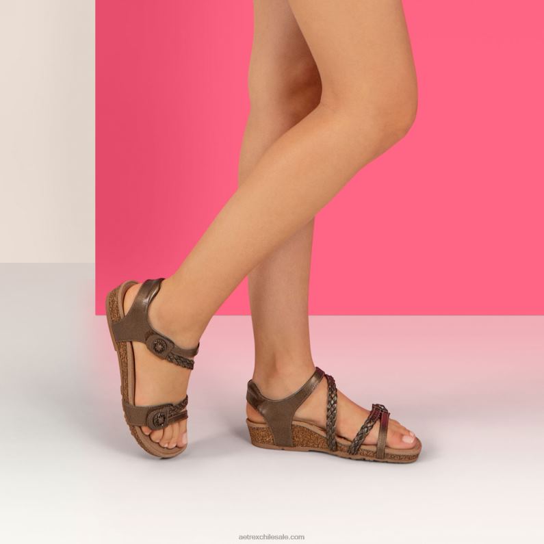 mujer bronce Aetrex sandalias jillian con tiras trenzadas 2TB4B35