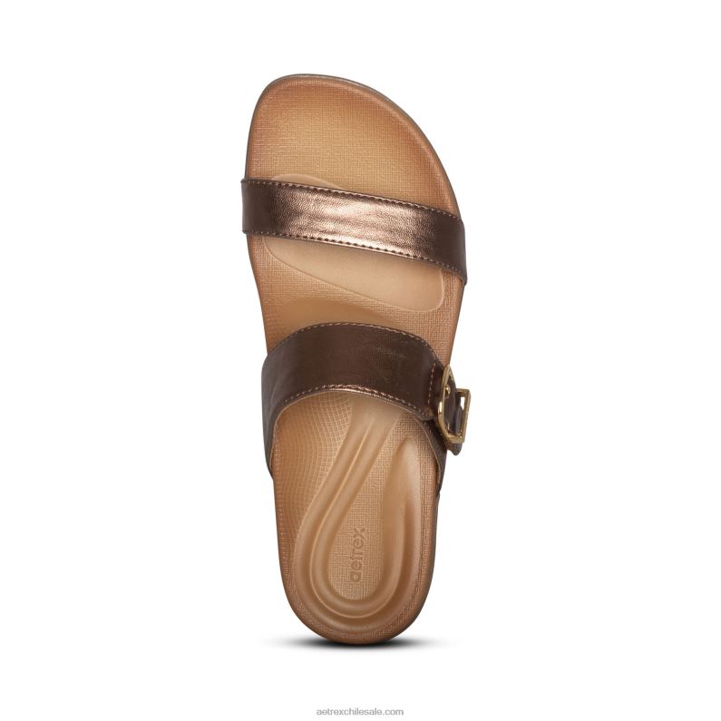 mujer bronce Aetrex sandalias mimi con soporte para el arco 2TB4B68