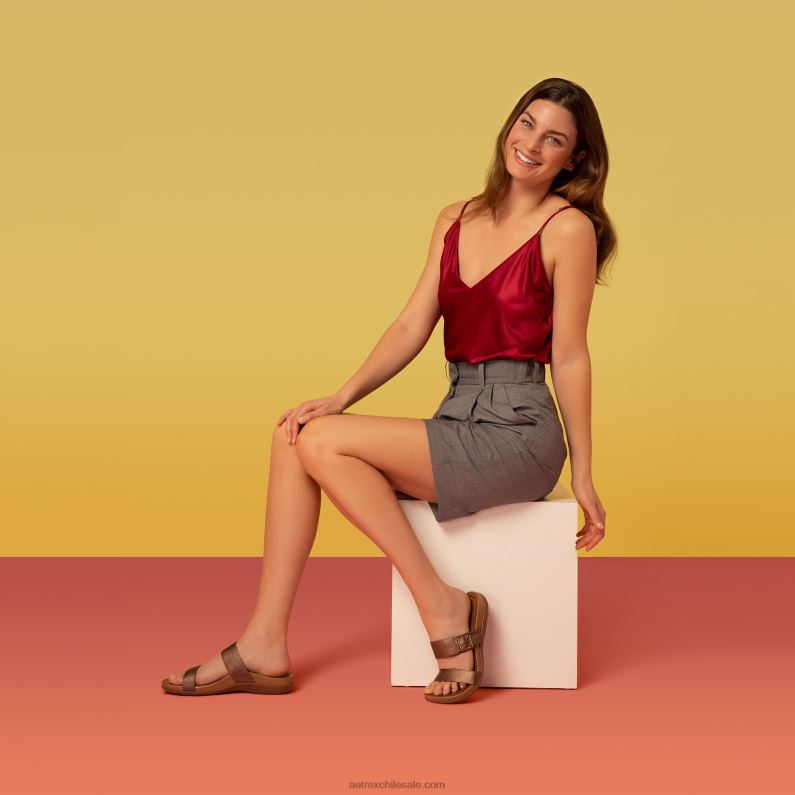 mujer bronce Aetrex sandalias mimi con soporte para el arco 2TB4B68