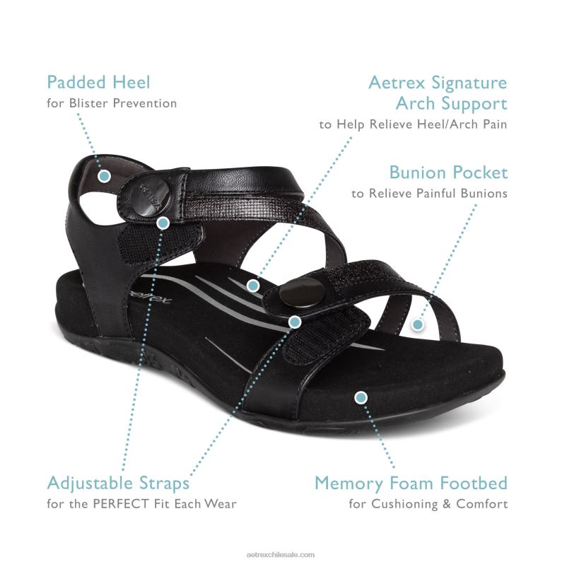 mujer broncearse Aetrex sandalias jess con tiras ajustables 2TB4B234