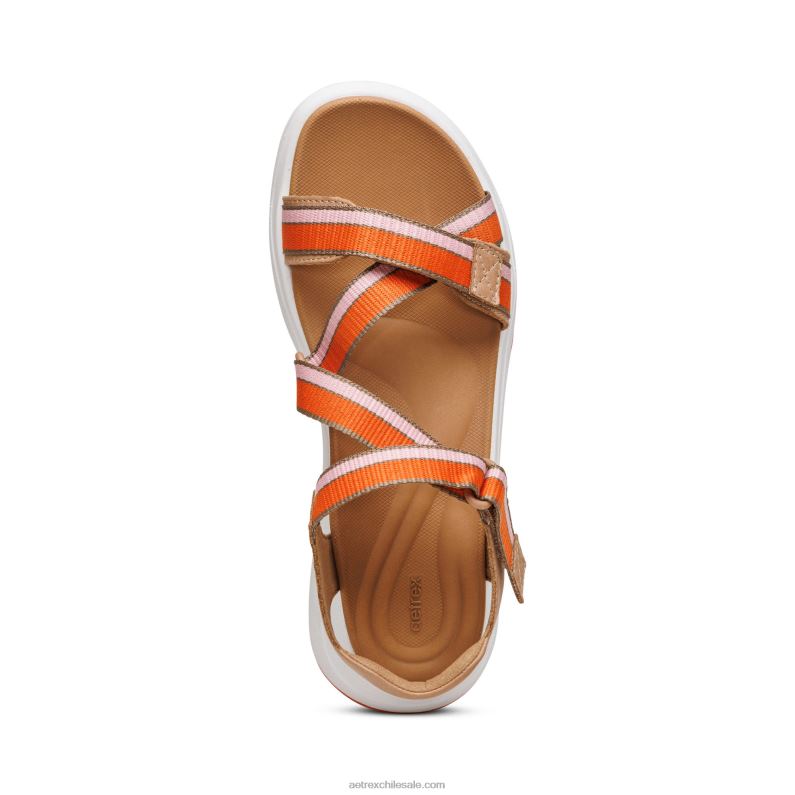 mujer camello Aetrex sandalia deportiva marz ajustable 2TB4B293