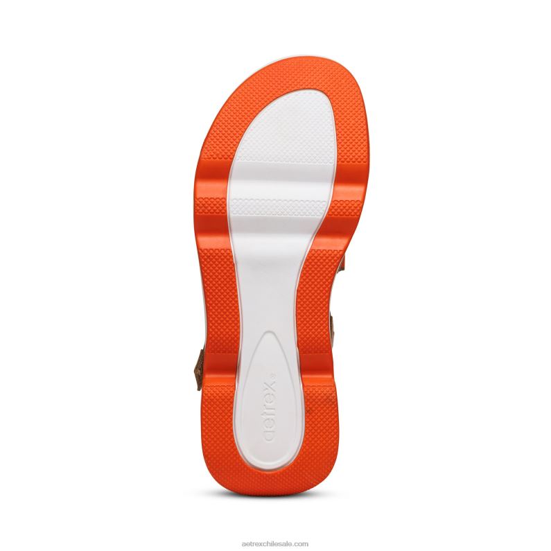 mujer camello Aetrex sandalia deportiva marz ajustable 2TB4B293