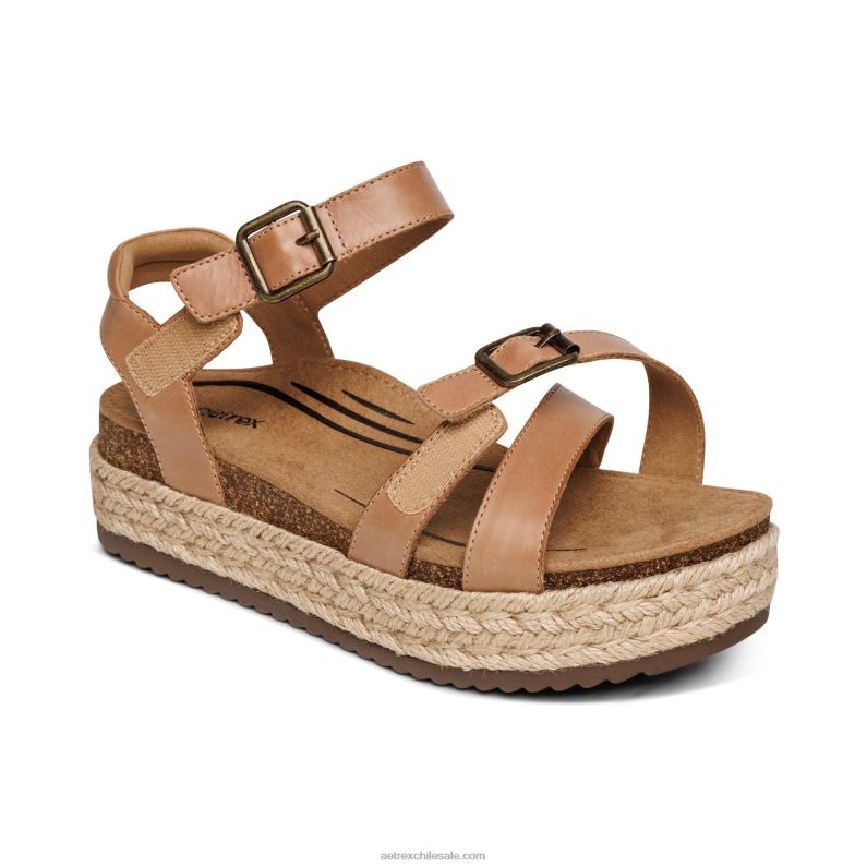 mujer camello Aetrex sandalia paula con plataforma 2TB4B291