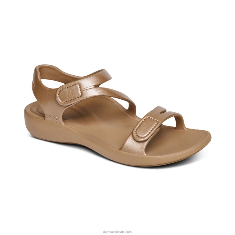 mujer champán Aetrex sandalia deportiva jillian 2TB4B307