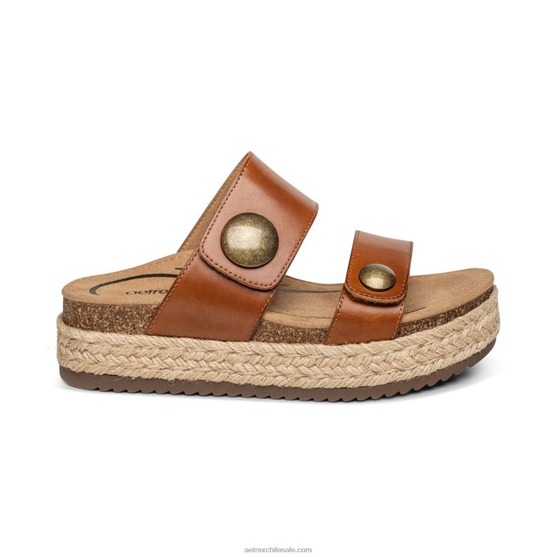 mujer coñac Aetrex sandalia con plataforma sofie 2TB4B214