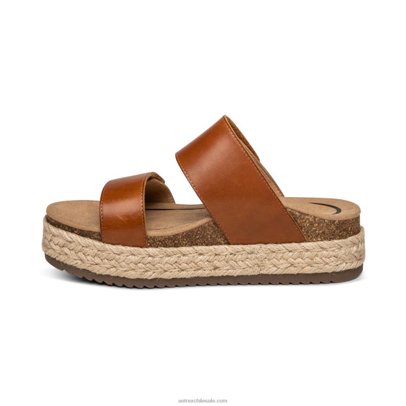 mujer coñac Aetrex sandalia con plataforma sofie 2TB4B214