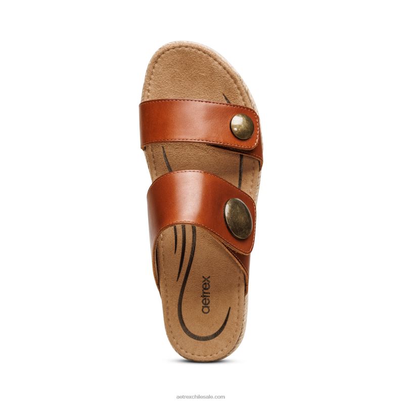 mujer coñac Aetrex sandalia con plataforma sofie 2TB4B214