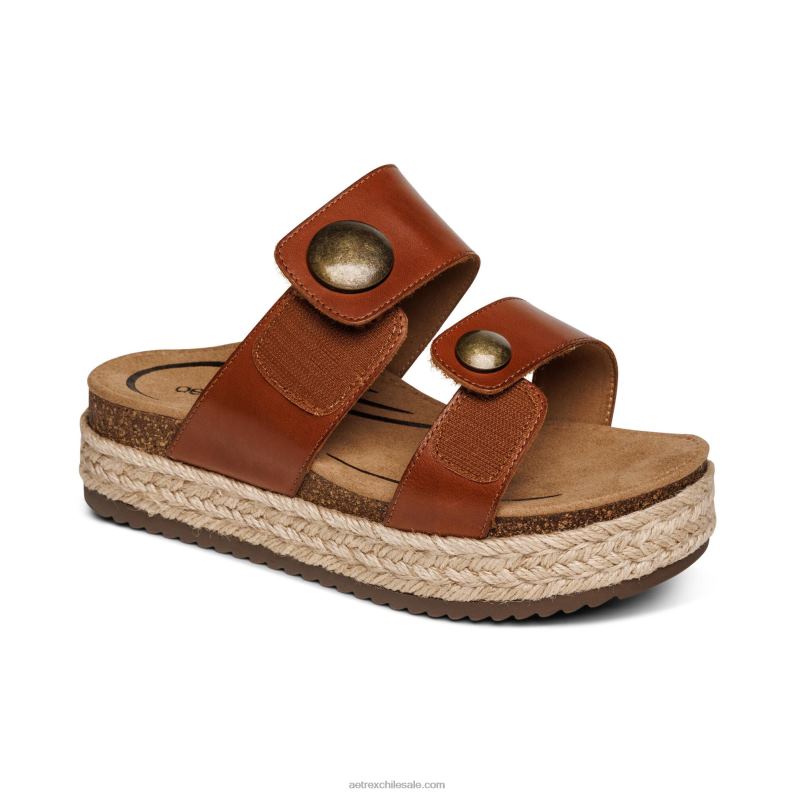 mujer coñac Aetrex sandalia con plataforma sofie 2TB4B214