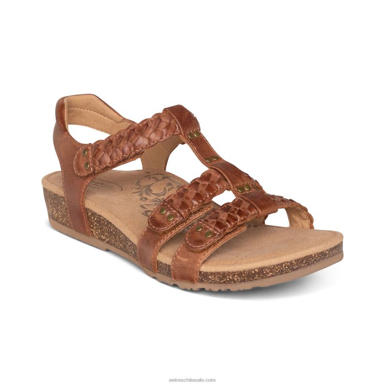 mujer coñac/marrón Aetrex sandalias gladiadoras reese ajustables 2TB4B71