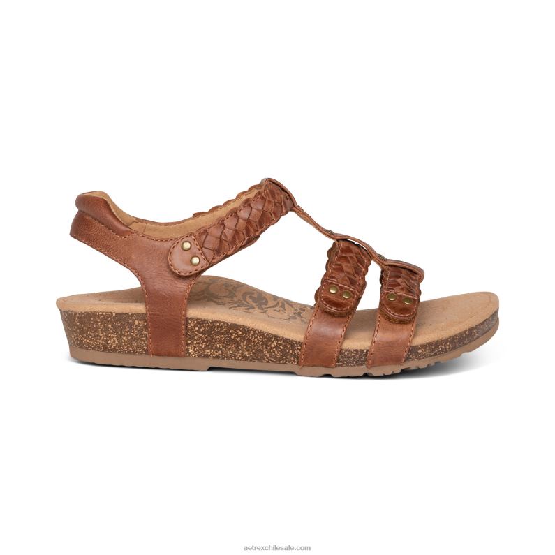 mujer coñac/marrón Aetrex sandalias gladiadoras reese ajustables 2TB4B71