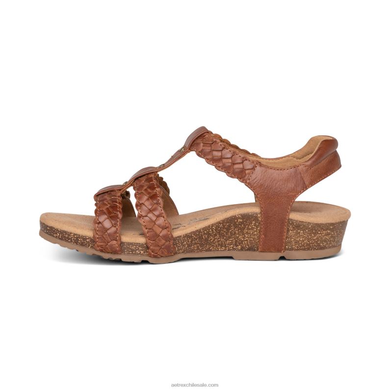 mujer coñac/marrón Aetrex sandalias gladiadoras reese ajustables 2TB4B71