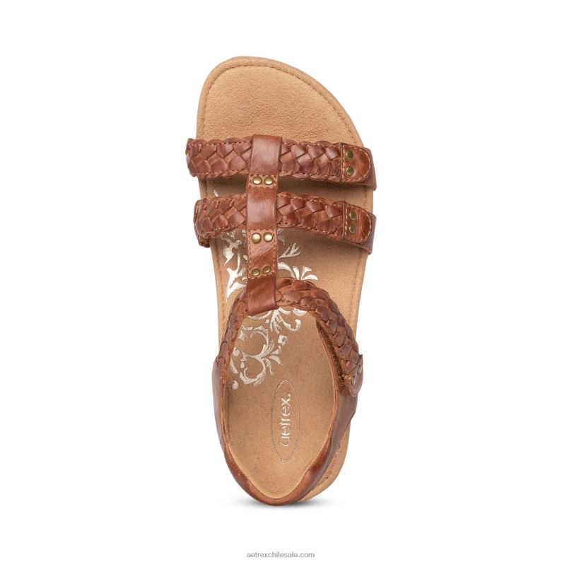 mujer coñac/marrón Aetrex sandalias gladiadoras reese ajustables 2TB4B71