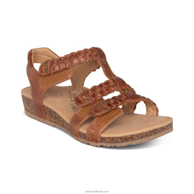 mujer coñac/marrón Aetrex sandalias gladiadoras reese ajustables 2TB4B71