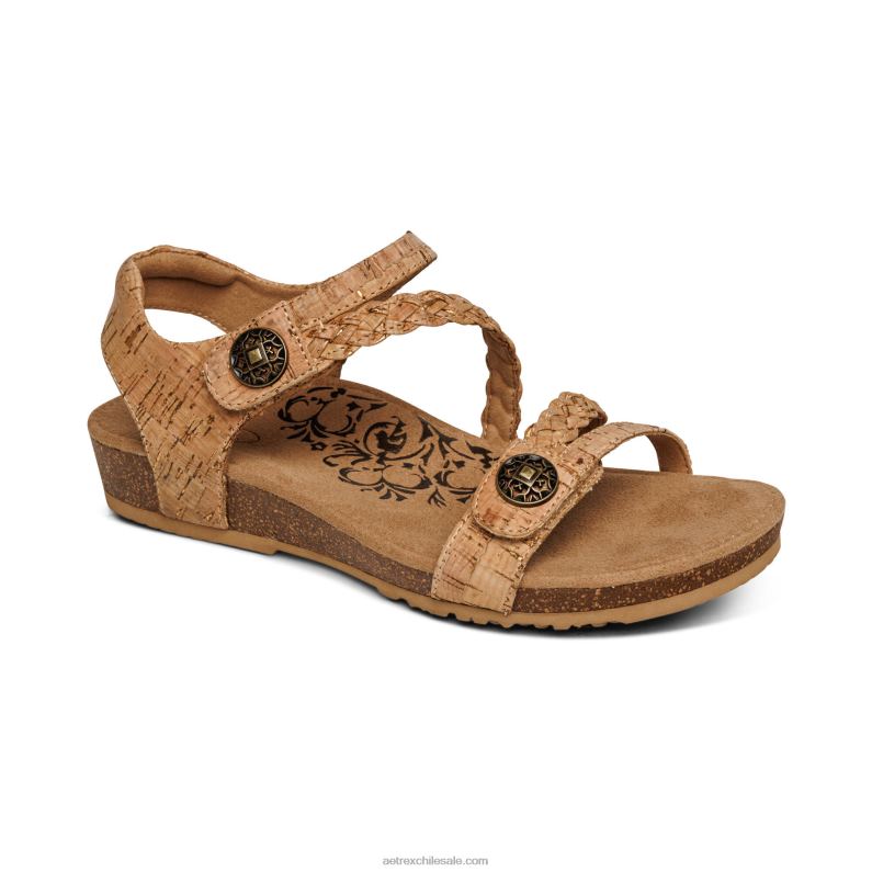 mujer corcho Aetrex sandalias jillian con tiras trenzadas 2TB4B306