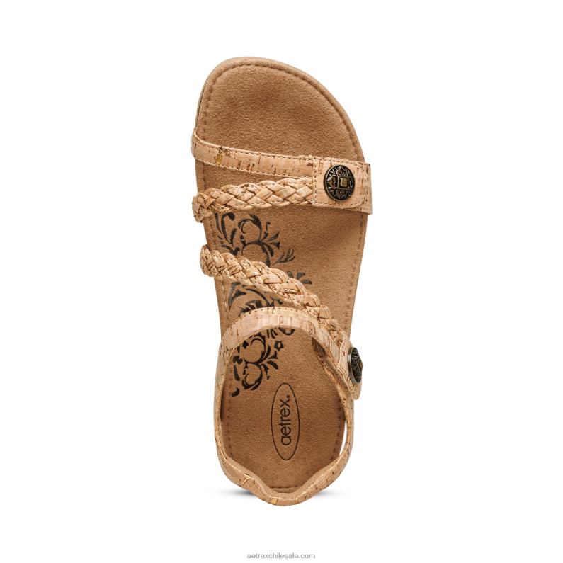 mujer corcho Aetrex sandalias jillian con tiras trenzadas 2TB4B306