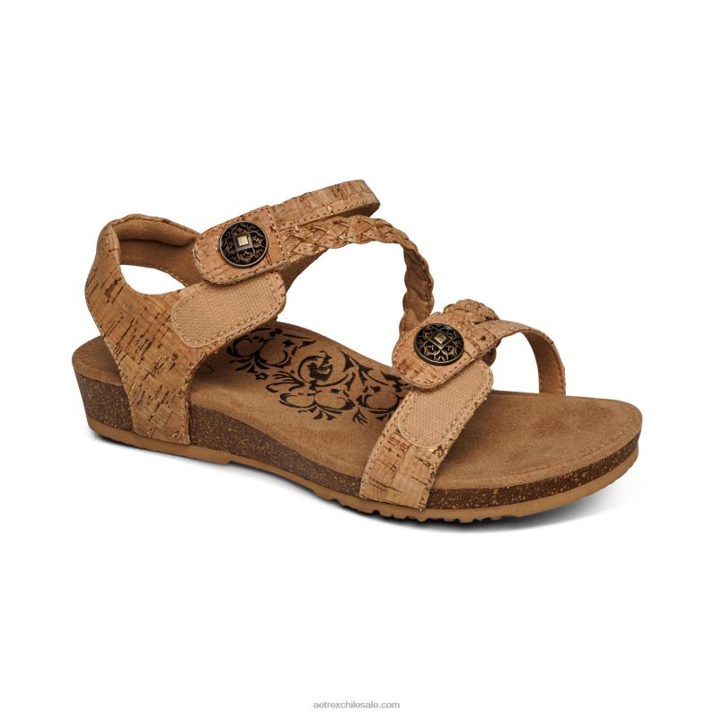 mujer corcho Aetrex sandalias jillian con tiras trenzadas 2TB4B306