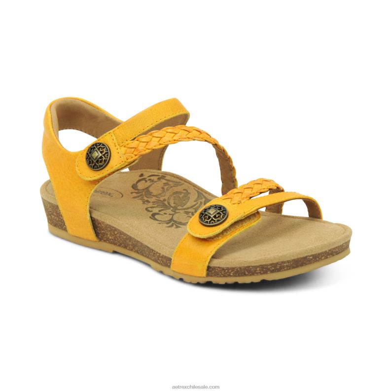 mujer girasol Aetrex sandalias jillian con tiras trenzadas 2TB4B106