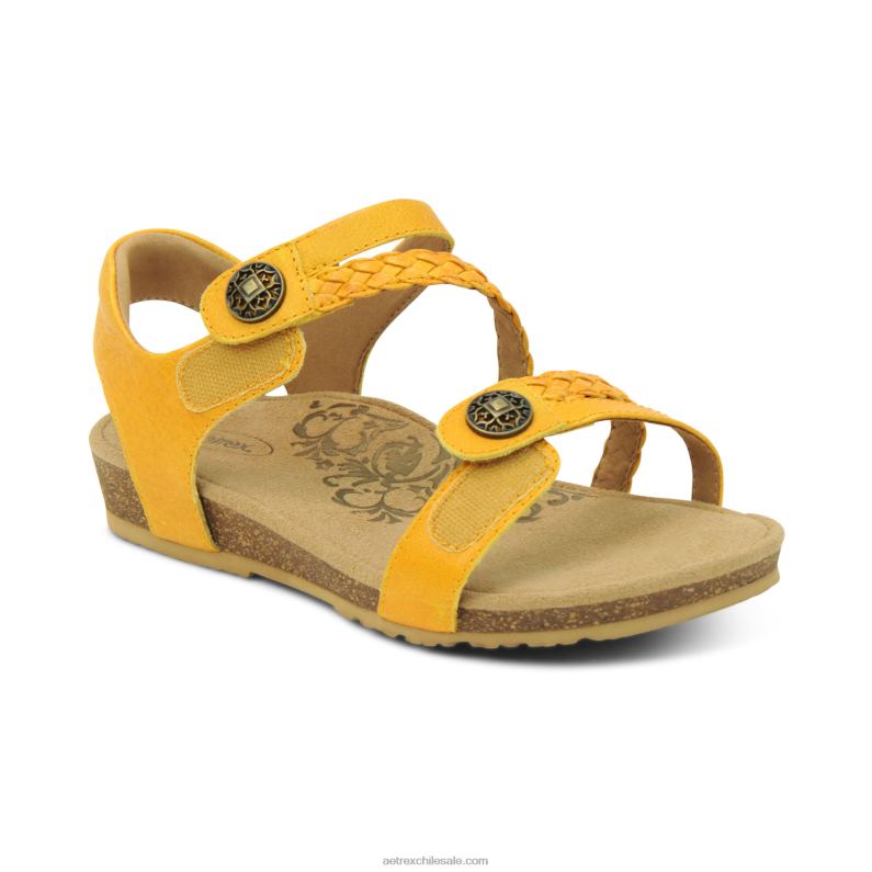 mujer girasol Aetrex sandalias jillian con tiras trenzadas 2TB4B106