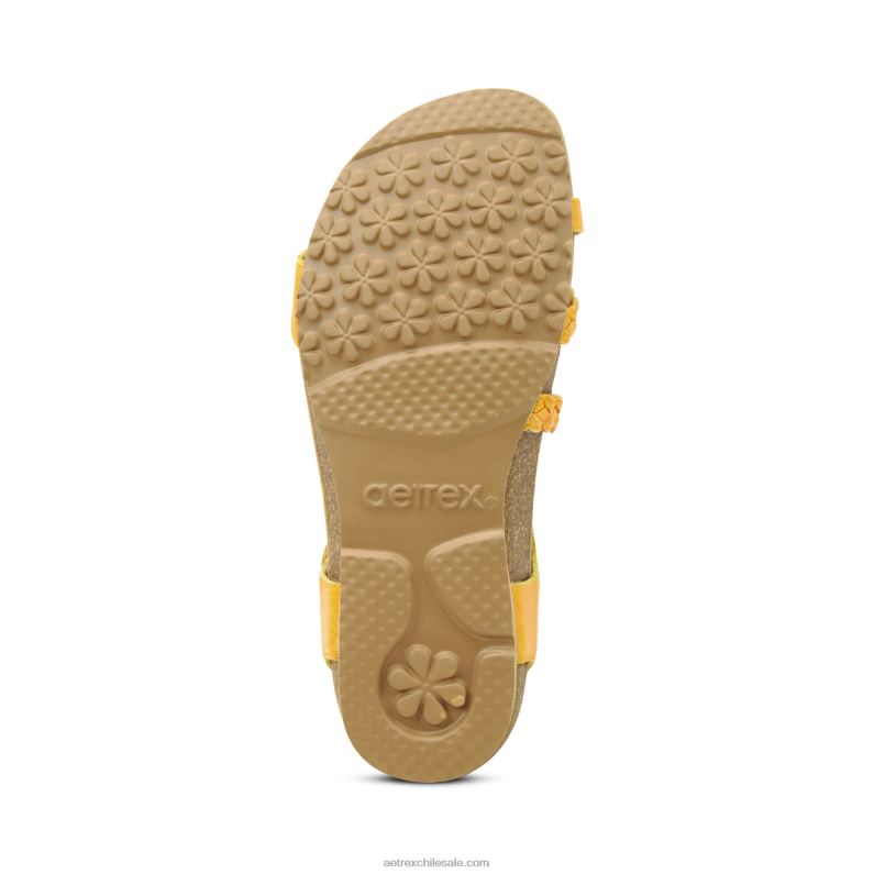 mujer girasol Aetrex sandalias jillian con tiras trenzadas 2TB4B106