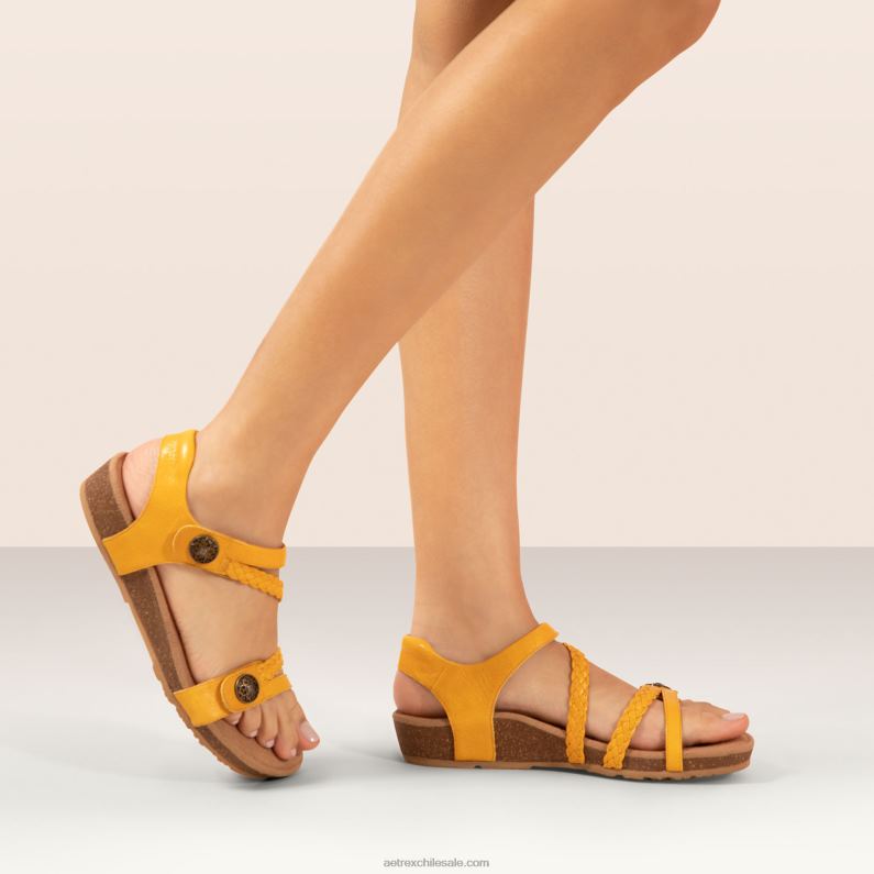 mujer girasol Aetrex sandalias jillian con tiras trenzadas 2TB4B106