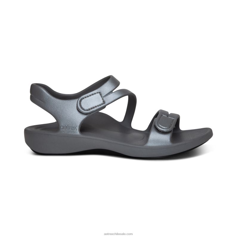 mujer gris brillante Aetrex sandalia deportiva jillian 2TB4B147