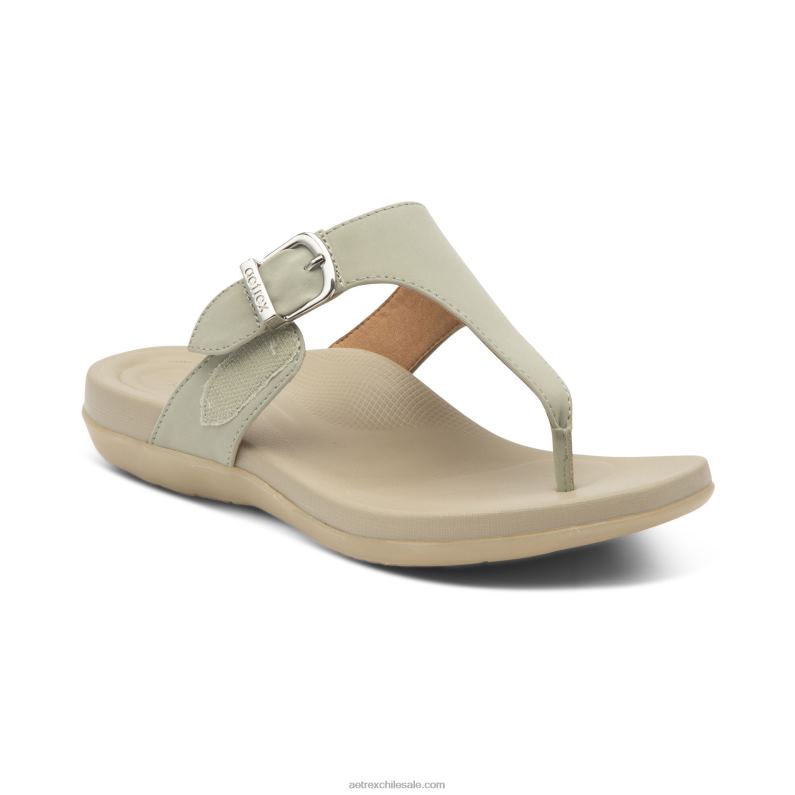 mujer gris claro Aetrex sandalia Rita con tira ajustable 2TB4B134
