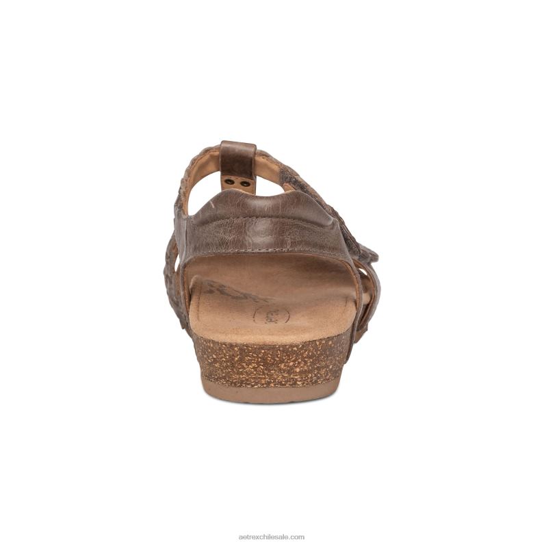 mujer gris pardo Aetrex sandalias gladiadoras reese ajustables 2TB4B92