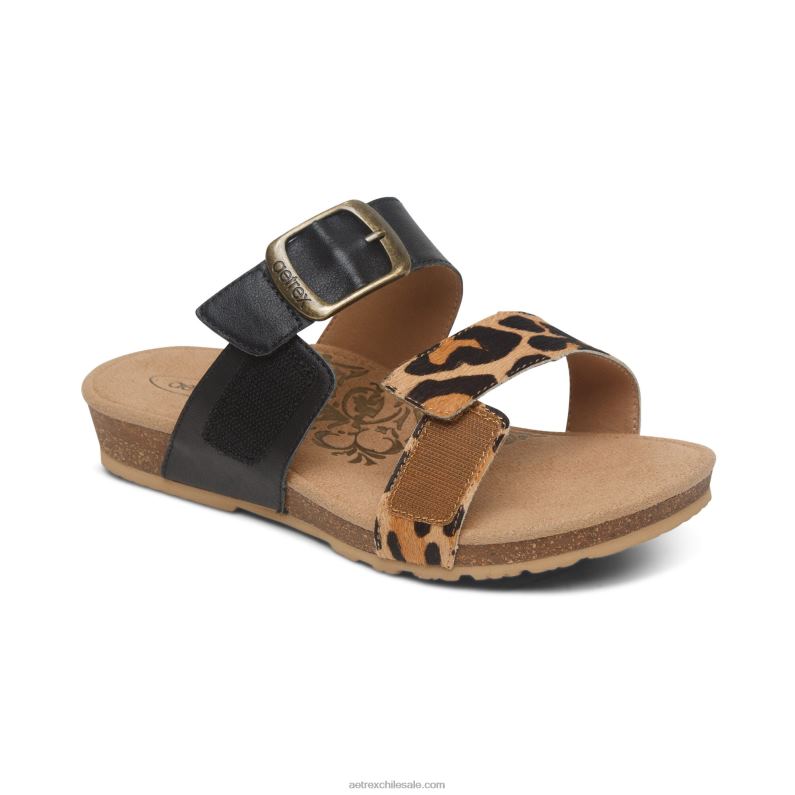 mujer leopardo Aetrex tobogán ajustable con margaritas 2TB4B128