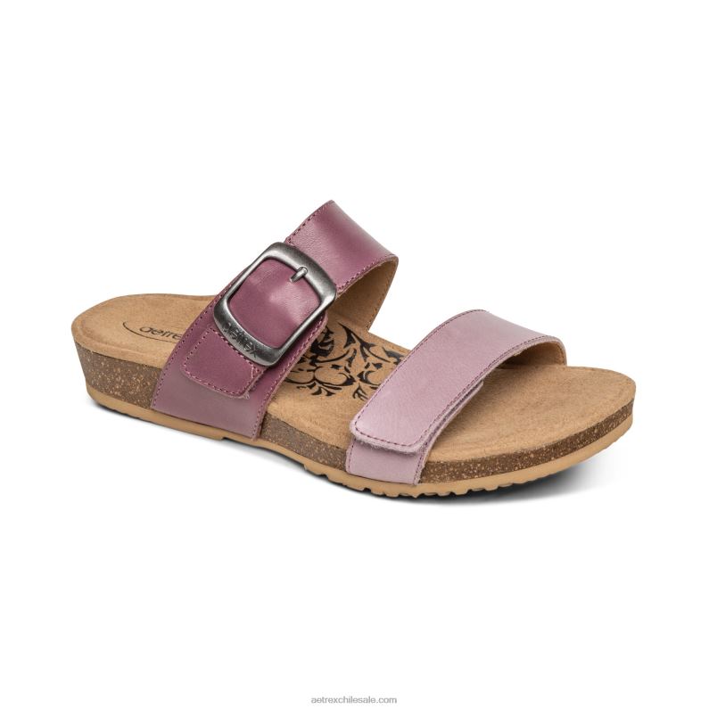 mujer lila Aetrex tobogán ajustable con margaritas 2TB4B224