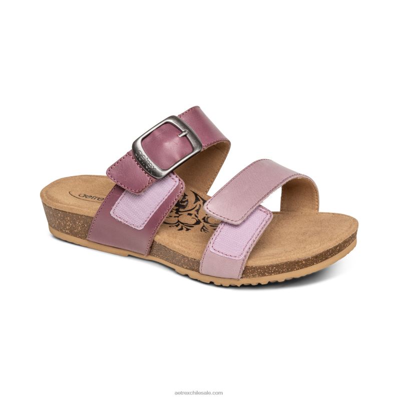 mujer lila Aetrex tobogán ajustable con margaritas 2TB4B224