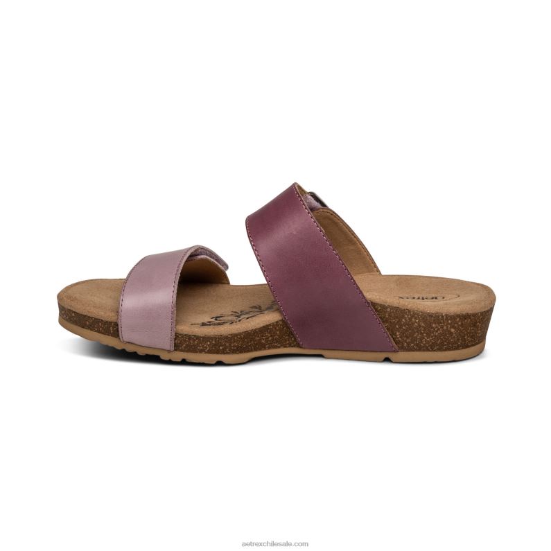 mujer lila Aetrex tobogán ajustable con margaritas 2TB4B224
