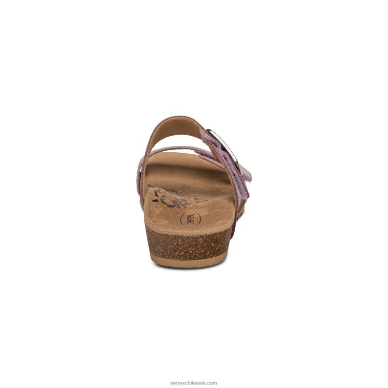 mujer lila Aetrex tobogán ajustable con margaritas 2TB4B224